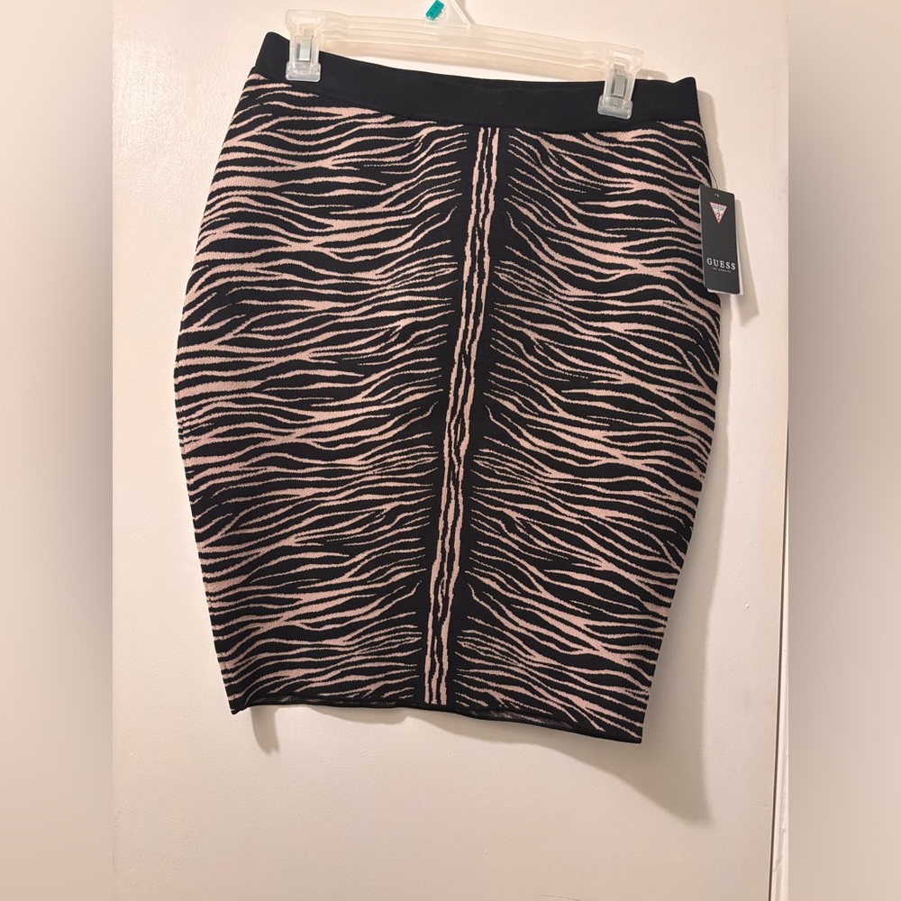 Guess Black and Pink Zebra Print Skirt